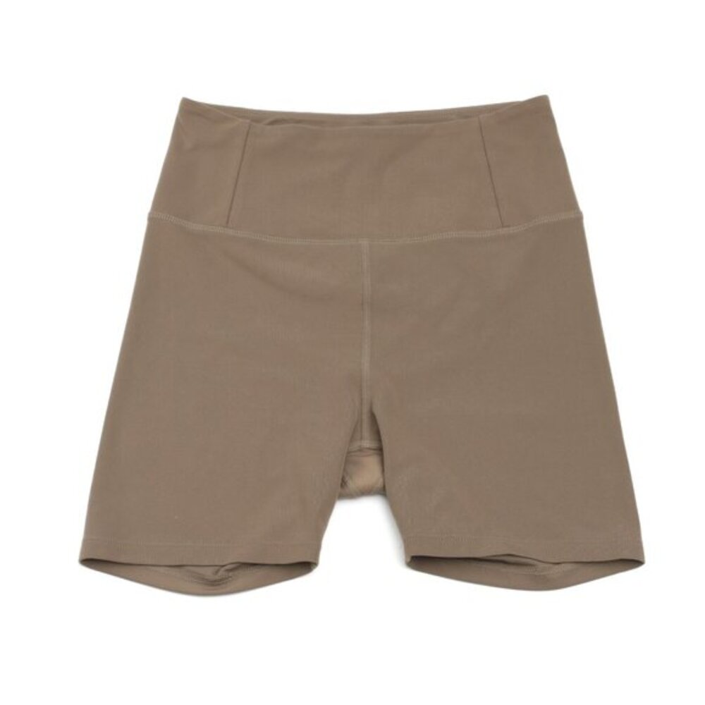 Girlfriend Collective Tan Beige High Waist Bike Yoga Shorts Fitness Athletic